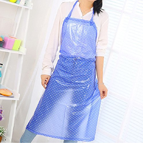 PVC Plastic Cooking Apron Wipeable Ladies Waterproof Kitchen Apron Oilproof Polythene Protective Bib by Yunhigh for Women Girls Chef Cook - Spot - Thumbnail 5