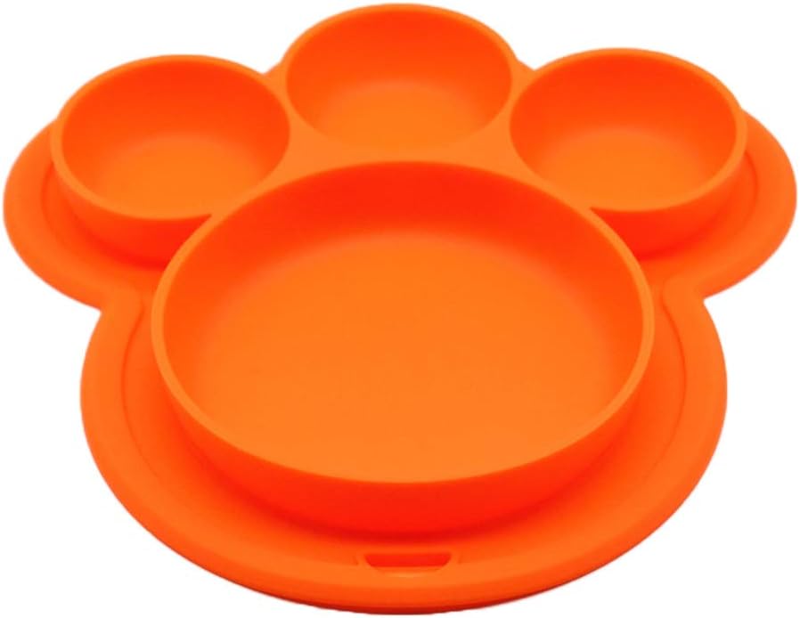 Manyo Assiette A Ventouse Pour Bebe Ventouse En Silicone Rond Plateau Enfant Repas Assiette Compartiment Forme De Patte D Ours Orange Amazon Fr Bebes Puericulture