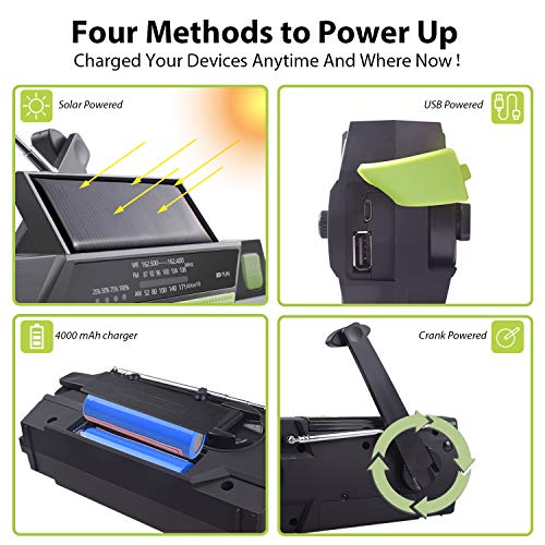 NOAA Weather Radio AM/FM/WB, 2020 Newest Solar Hand Crank Emergency