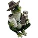 Decorative Country Frog & Dragonfly Glass Salt and Pepper Shaker Set with Display Stand Figurine Sculpture for Country Kitchen Table Decor or Whimsical Dining Room Decorations & Collectibles As