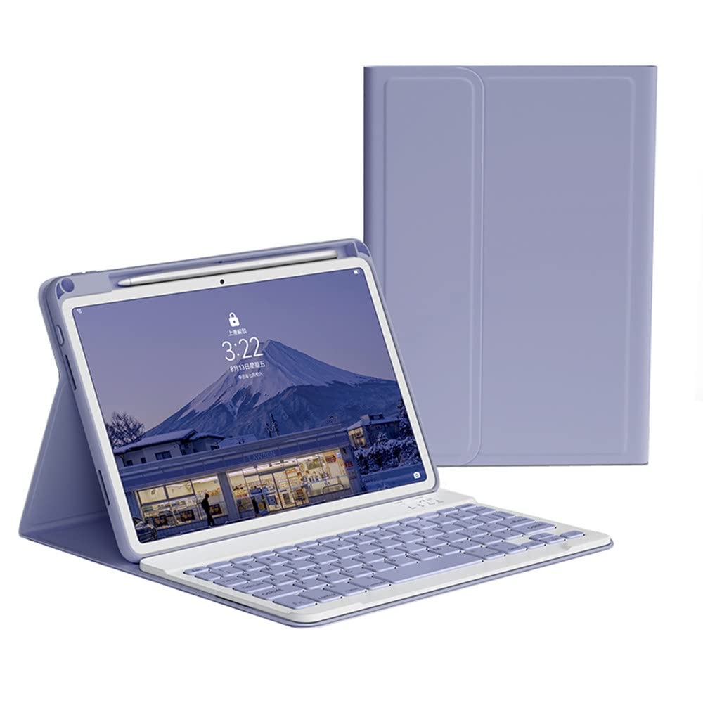 KMXDD Keyboard Case for iPad A16 11th Gen/iPad 10th Genration (2025/2022 11/10.9 Inch) Case with Wireless Detachable Bluetooth Color Keyboard Cover (Purple)