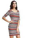 MakeMeChic Women's Casual Mini Vintage Print Sheath Party Dress Red S