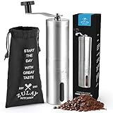 Zulay Stainless Steel Manual Burr Coffee Grinder - Adjustable Manual Coffee Bean Grinder With Ceramic Burr Blades - Detachable Hand Crank Coffee Grinder For Portable Espresso, Drip Coffee, Turkish Brew, French Press, Aeropress