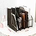 MONBLA 4 Tier Paper Organiser Magazine Holder Rack Stand Black Mesh Compartment Office Desk Document File