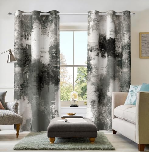 Black Grey Abstract Curtains