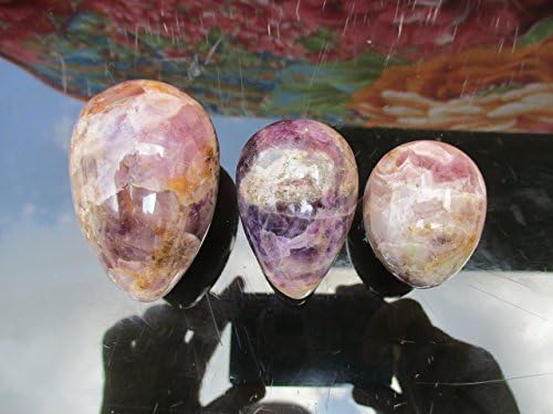 Amethyst egg,Set (L/M/S) Massage Egg, Yoni eggs ,Decorative Egg, Gift Egg with FREE Reiki Infused worth $30 and With FREE Gift Bag worth $11, for Chakra Healing, Tantra Healing, Gemstone Healing