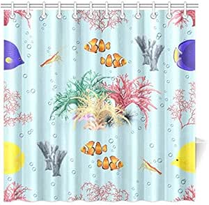 LICTshop Decoración del hogar Cortinas de baño para Hombres Pez Payaso