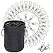 Megon Clothes Laundry Metal Clothepins and Bag with Hanger Clips | Stainless Steel Pins Hanging Windproof Against Rust for Outdoor, Home, Kitchen, Bathroom, Garden, Balcony | 60 Pack Pegs and Bag