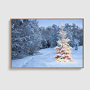 Framed Canvas Home Artwork Decoration Merry Christmas Canvas Wall Art for Living Room, Bedroom - 16x24 inches