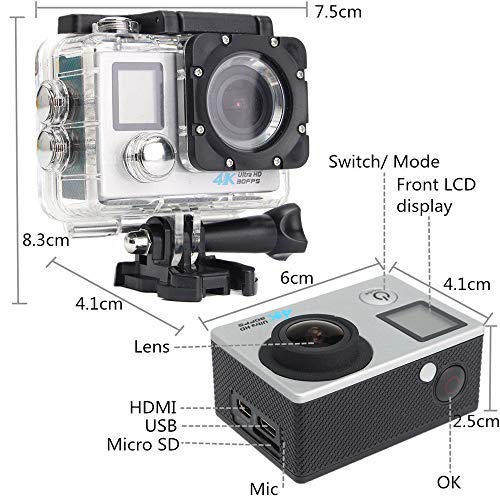 HD 1080P Sports Action Camera Dual Screen Wifi 4K DVR Cam Camcorder w/a Waterproof Casing(30m), 16Mega Pixels CMOS-Sensor AND Remote Photograph (US STOCK)