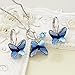 EleQueen 925 Sterling Silver Butterfly Bridal Necklace Leverback Earrings Set Denim Blue