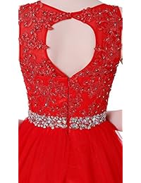 Himoda H010 vestido de fiesta de encaje con cuentas, corto, con apliques de lentejuelas, para mujer