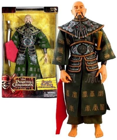 Zizzle Year 2007 Disney "Pirates of the Caribbean" Movie Series "At World's End" 12 Inch Tall Action Figure Set - Captain SAO FENG with Two-Handed Singapore Saber and Red Scarf by Zizzle