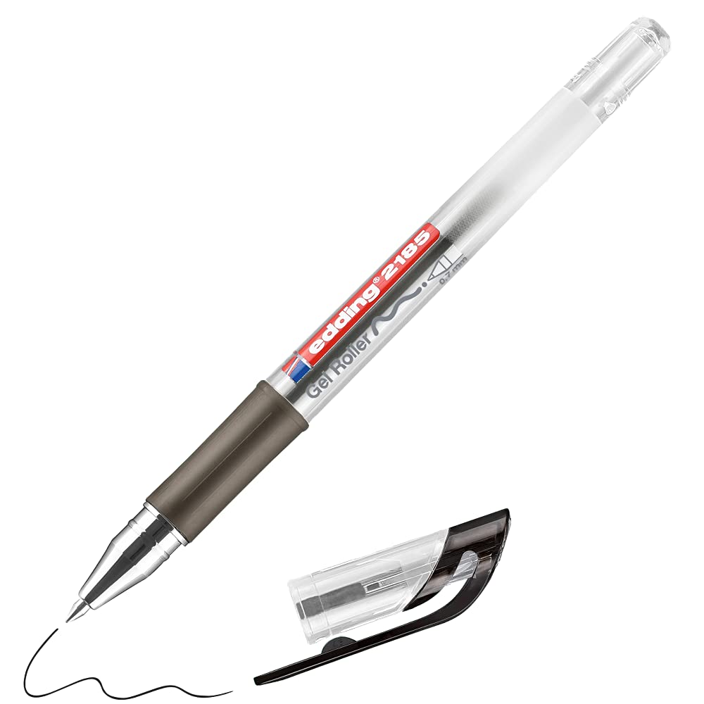 edding 2185 gel roller - black - 1 pen - 0.7 mm - gel pen for writing, drawing, colouring mandalas, bullet journals - black gel pen, colour gel pen — image 1