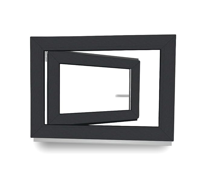 Kellerfenster - Kunststoff - Fenster - anthrazit/weiß - BxH: 80 x 60 cm - DIN Rechts