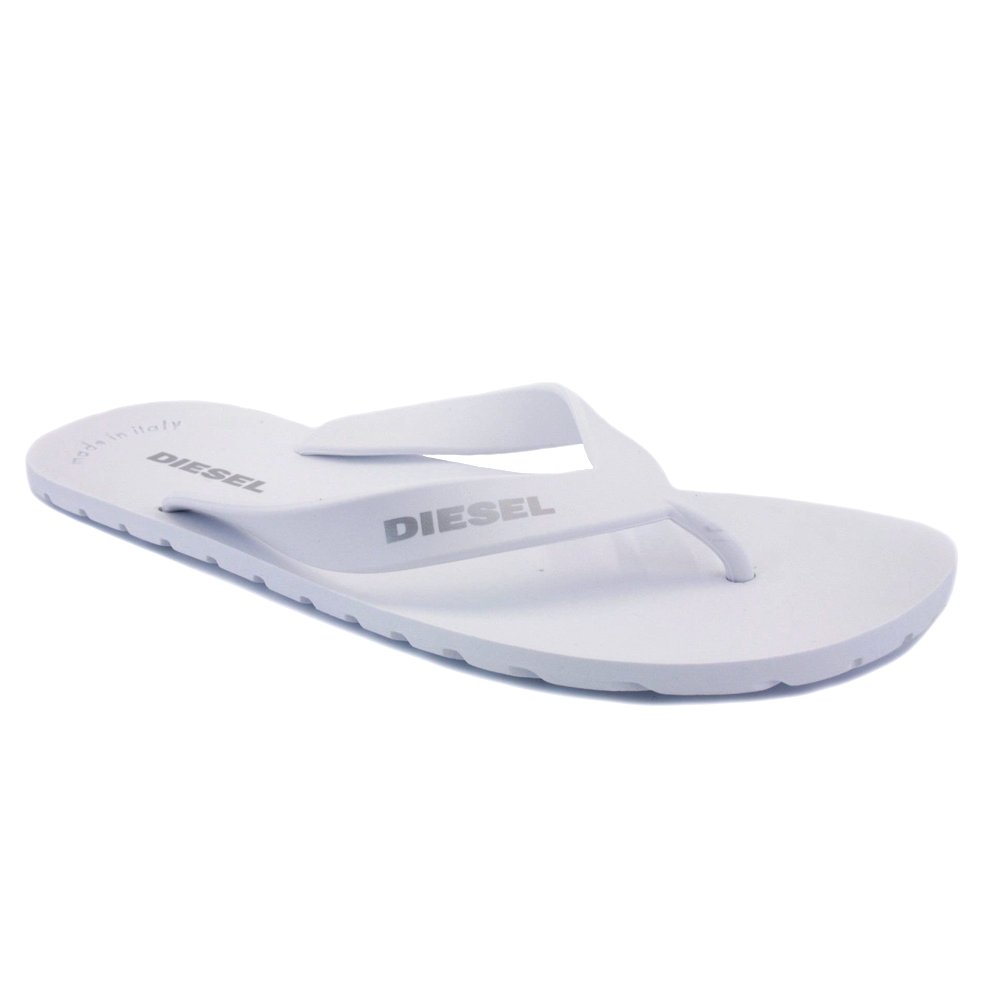 diesel splish flip flops white
