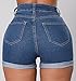 Baifern Women's High Waist Lace Up Denim Shorts,Blue,Medium