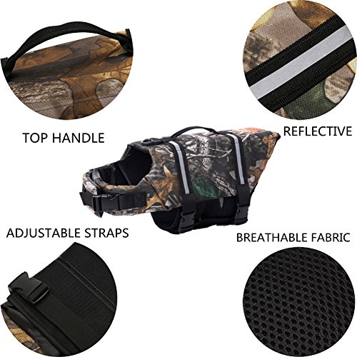 Camo Pet Life Preserver Jacket,Camouflage Dog Life Vest with Adjustable