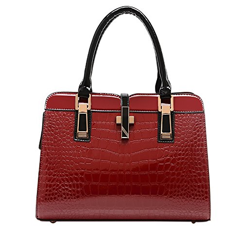 QZUnique Women's Fashion Top Handle Elegant Lady Style Cross Body Shoulder Bag Red