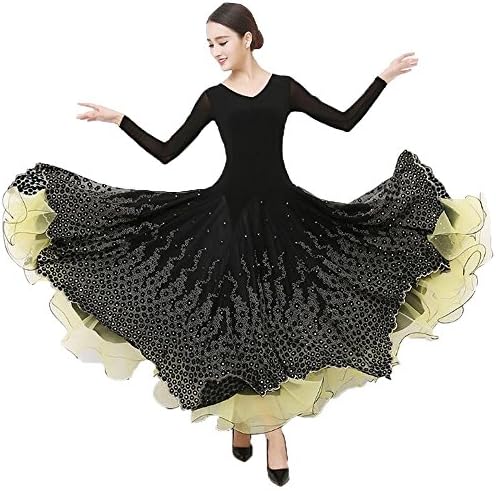 社交ダンス ドレス ワンピース 大きい裾 モダン ラテン ダンス 衣装 ダンス衣装 タンゴ ラテンドレス