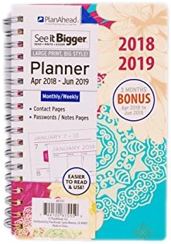 APRIL 2018- JUNE 2019 MONTHLY /WEEKLY PLANNER PlanAhead SEE IT BIGGER size 4'' X 6'' (Fashion floral)