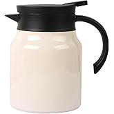 CABAX 34oz Small Thermal Coffee Carafe Tea Pot Stainless Steel, Double Wall Vacuum Insulated, 12+ Hours Hot & Cold Retention for Coffee Tea Beverage, 1L Capacity, White