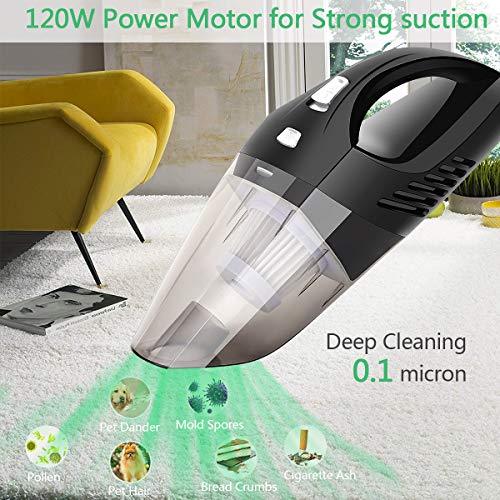 Handheld Vacuums Cordless Car Hand Vacuum Cleaner 2500mAh Rechargeable Battery Powered Lightweight Wet Dry Vacuum Strong Suction for Home Pet Hair Car Cleaning ã€2nd Genã€‘