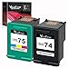 Valuetoner Remanufactured Ink Cartridge Replacement for HP 74 75 Ink cartridges Combo Pack CC659FN CB335WN CB337WN for OfficeJet J5700 J6400 PhotoSmart C4200 C4300 C4400 C4500 C5200 C5500 D5300 2 Pack