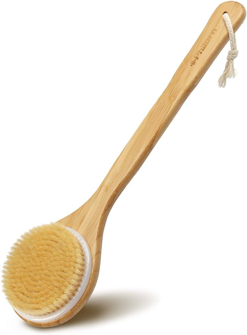 Philorn Body Brush Bamboo Handle Natural Boar Bristle Bath Brush