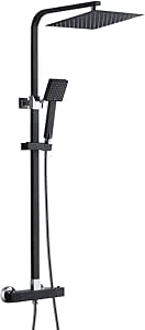 Auralum Columna de Ducha Termostática Negra Grifo ...