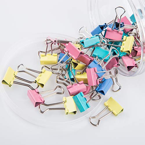 245 Pack Binder Clips, Paper Clips, Rubber Bands, Push Pins - 45 Pieces 19mm Paper Clamps Paper Binder Clips Metal Fold Back Clips with Box Assorted Colors
