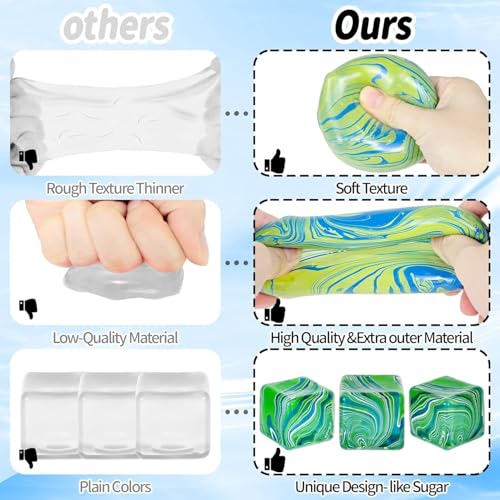 SLEEPHEAD®Stress Cube Squishy Toys, Slow Rebound Squishy Fidget Toy for Adults, Unique Swirling Color Mixing, Slow Rising Sensory Toys for Anxiety Stress Relief (Green)