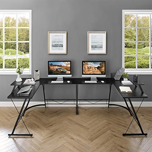 Mr IRONSTONE L Shaped Desk, Computer Corner Desk, Home Gaming Desk, Office Writing Workstation with Large Monitor Stand… - Image 3