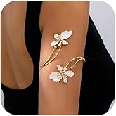 Frodete Flower Arm Cuff Upper Arm Jewelry for Women Butterfly Bracelet Gold Bangles Beach Jewelry Trendy Spring Dresses Accessories