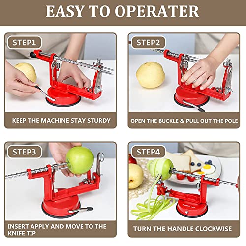 MAISON HUIS Apple Peeler and Corer Slicer Suction Base 3In1 Fruit Pealer for Apple Potato