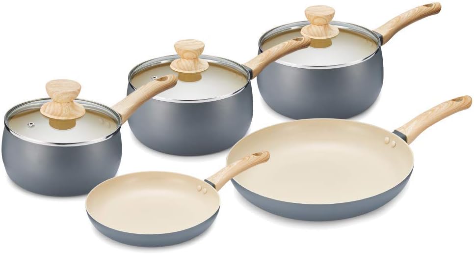 Tower T800072G Scandi Induction Pots and Pans Set, Non Stick, Soft