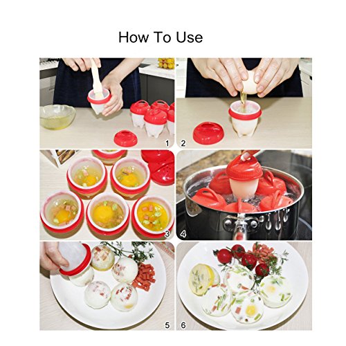 Egg Cooker, MABOLON Silicone Egg Cooker (6 Pack), Non-stick Egg Cups for Soft & Hard Boiled Eggs BPA - //coolthings.us