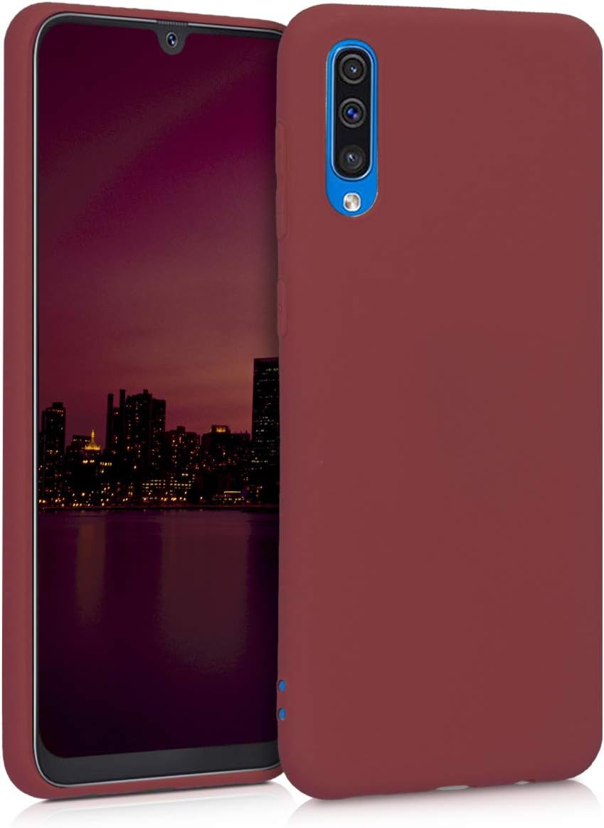 kwmobile TPU Silicone Case Compatible with Samsung Galaxy A50 - Soft Flexible Protective Phone Cover - Maroon Red