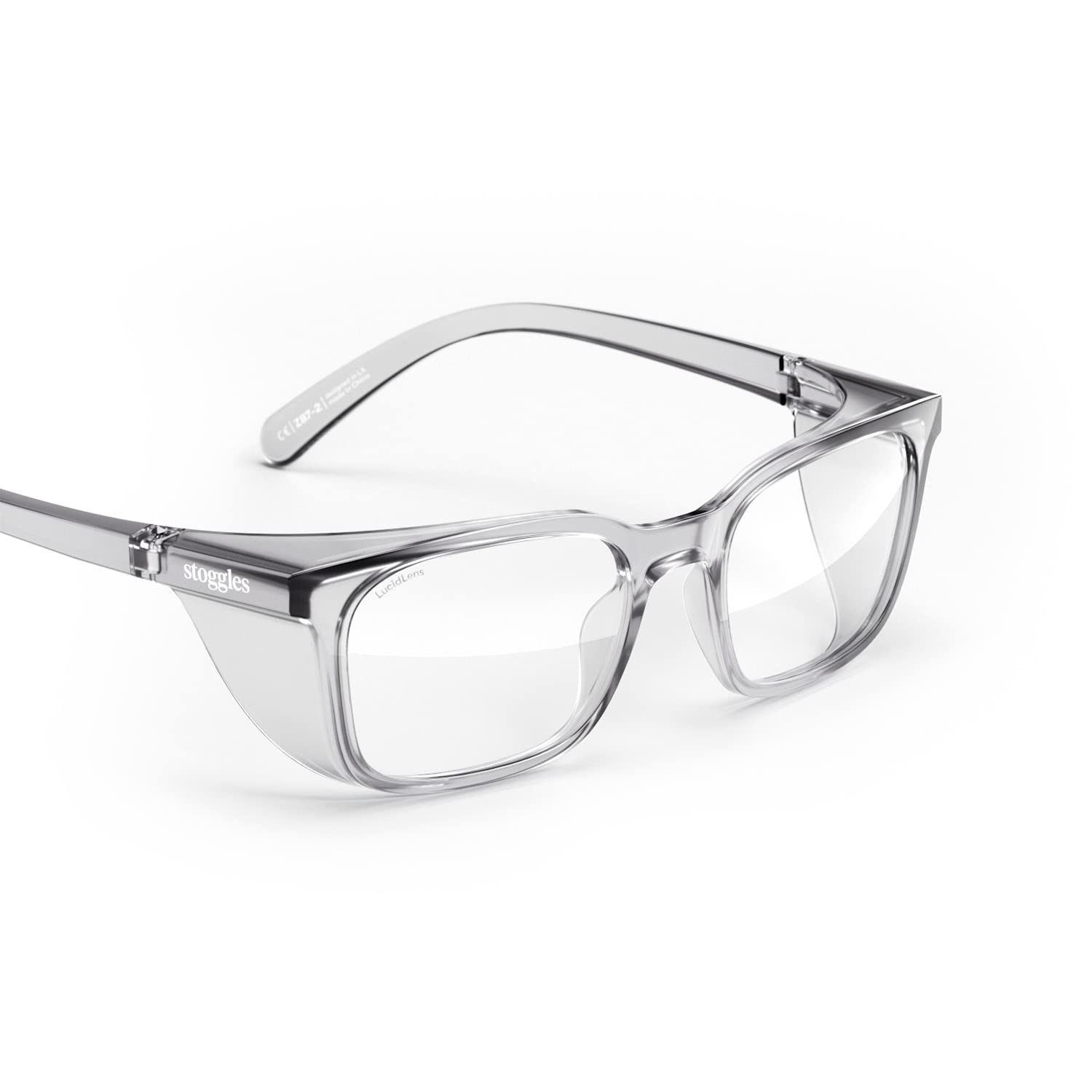 Photo 1 of Stoggles Rectangle Z87.1 Certified Polycarbonate Low Bridge Fit Safety Glasses, Scratch & Shatter-Proof, Blue-Light & UV Blocking Lens, Top & Side Shields, Anti-Fog, Protective & Stylish Eyewear