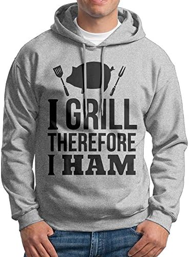 XiaoTing Men's I Grill therefore I Ham Casual Style Hiking Ash Hoody L