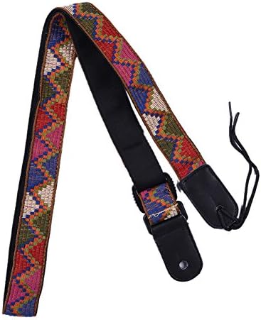 New Leather Head Cotton Guitar Strap Ukulele Starp Bohemian Style Electric Bass Guitar Straps (A:1#)