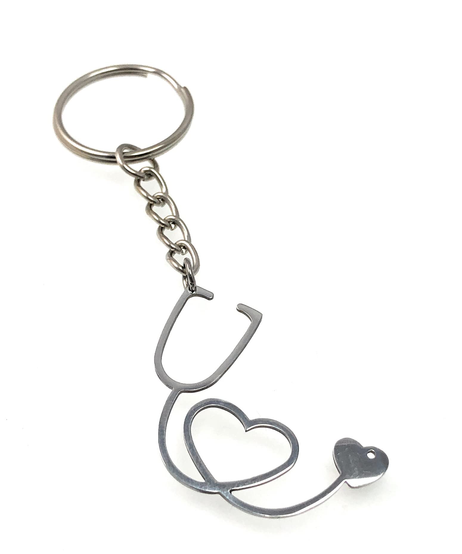 FizzyButton Gifts Stethoscope Keyring Key Ring with Silver Tone Keychain and Stainless Steel Charm
