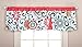 Waverly Pom Pom Play Floral Window Valance - Pom Pom Play Floral Print Body with Coral Inserts, Solid Top Border, Rod Pocket, Coral, Teal, Gray and White, 54 in x 15 in
