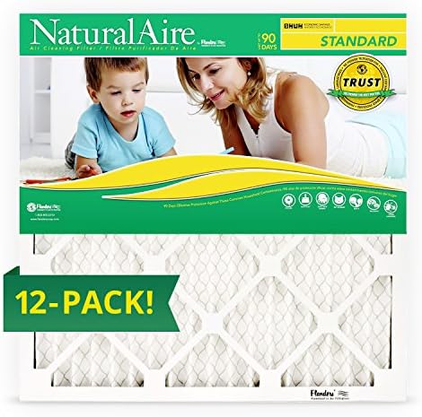 16" x 20" x 1", Naturalaire Standard Merv 8 Pleated Air Furnace Filter, Box of 12 Filters