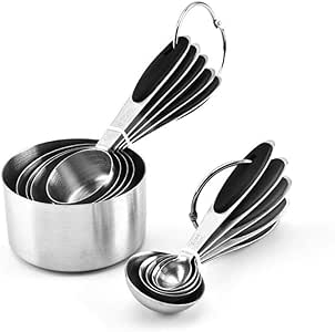 Juego de cucharas de medir y tazas de medir, acero inoxidable duradero
