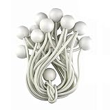 MTB 6 Inch Bungee Cord with Balls Canopy Tarp Tie Straps White Color Pack of 25