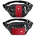 Beautier Cowhide Leather Large Size 7 Pockets Fanny Pack, Waist Pack with Adjustable Strap for Outdoors Workout Traveling Casual Running Hiking Cycling