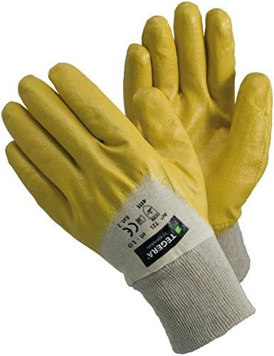 Tegera Industrial 721 Yellow Nitrile Coated Light But Durable Builders Work Gloves Water Oil Repellent Palm Pairs All Sizes Max EN388 Level 4 Score for Abrasion (8 Medium) by Tegera