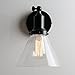 PERMO Industrial Vintage Slope Pole Wall Mount Single Sconce with Funnel Flared Clear Glass Shade Wall Sconce Light Lamp Fixture (Black)
