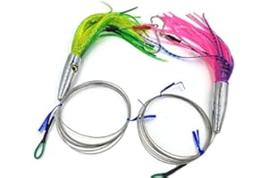 MAGBAY LURES 2 Pack High Speed Skirted Wahoo & Tuna Lures Rigged 6 Ft 280 LBS Leader + Bag